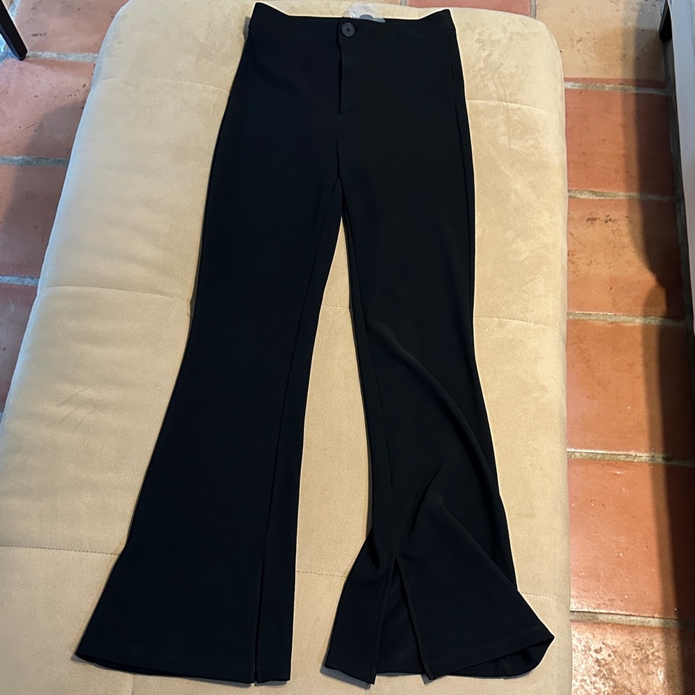 ASOS Design flared ribbed black pants stretchy NWOT